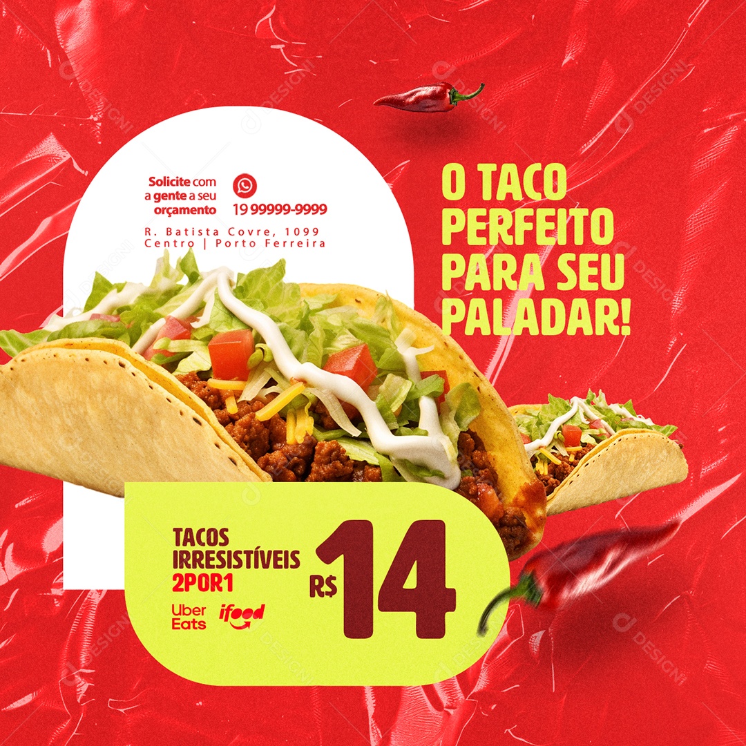 O Taco Perfeito para seu Paladar Social Media PSD Editável