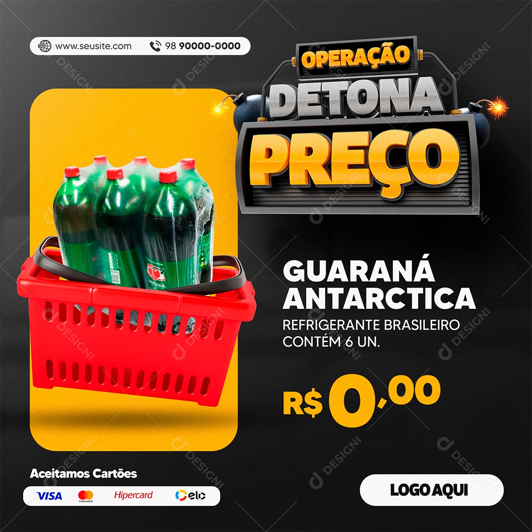 Operação Detona Preço Supermercados Social Media PSD Editável