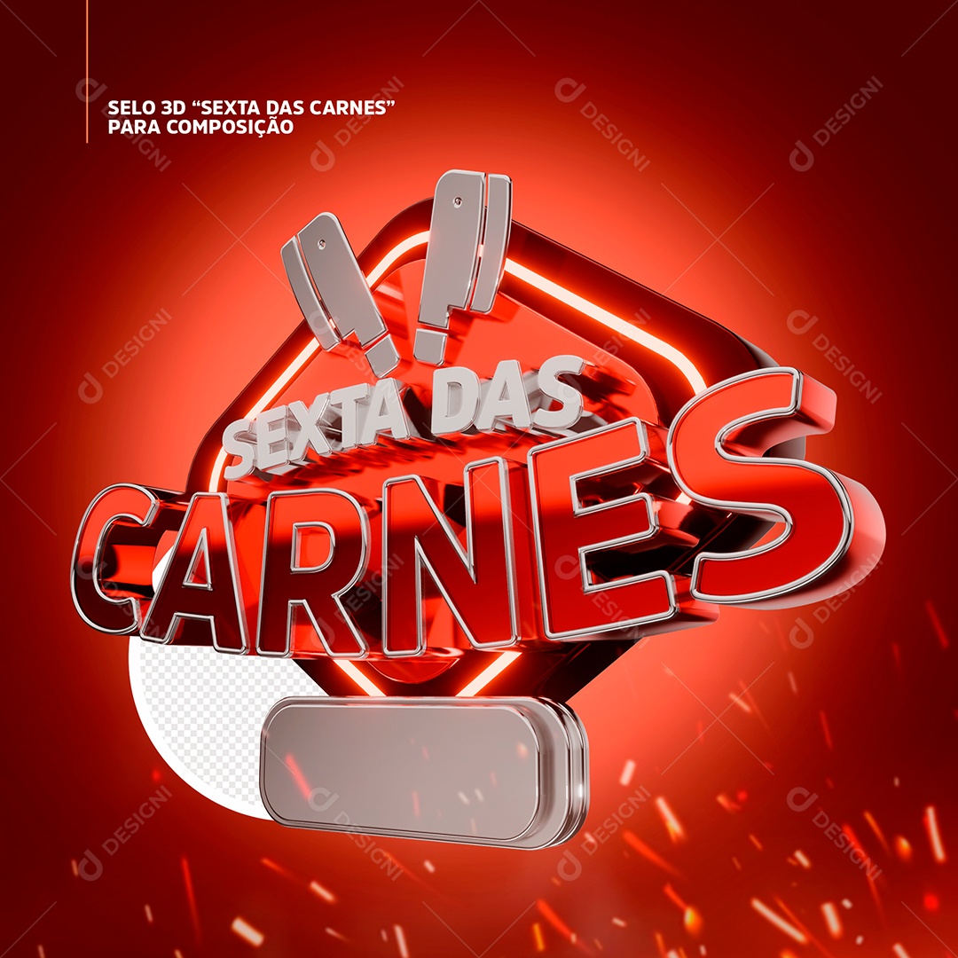 Sexta das Carnes Selo 3D Para Composição PSD
