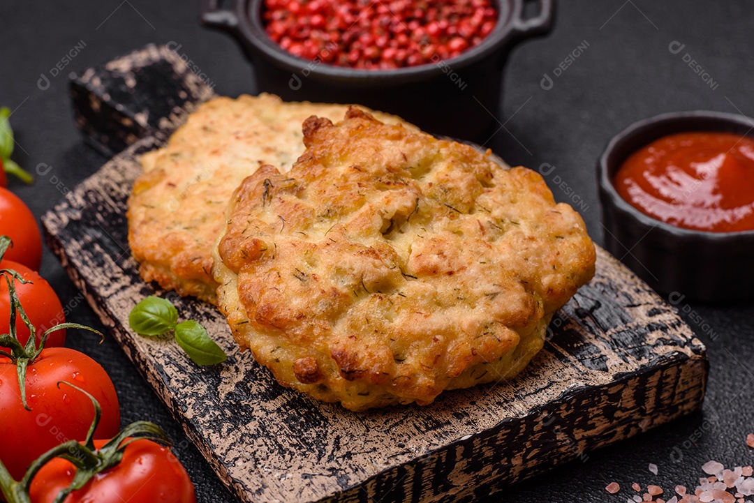 Delicioso filé de frango fatiado e assado com molho teriyaki, sal, especiarias e sementes de gergelim