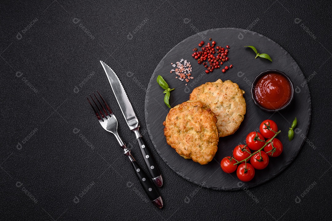 Delicioso filé de frango fatiado e assado com molho teriyaki, sal, especiarias e sementes de gergelim