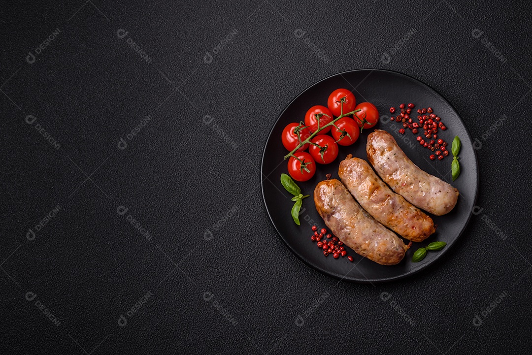 Linguiça grelhado saboroso sobre uma mesa