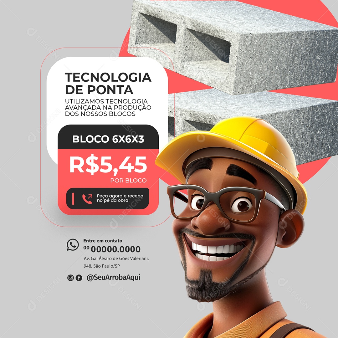 Tecnologia de Ponta Utilizamos na Produção dos nossos Blocos Social Media PSD Editável