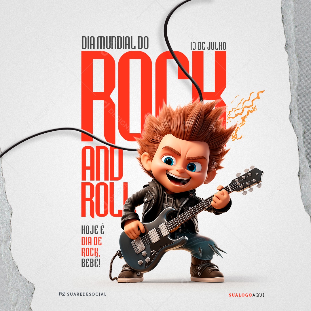 Dia Mundial do Rock 13 de Julho Social Media PSD Editável
