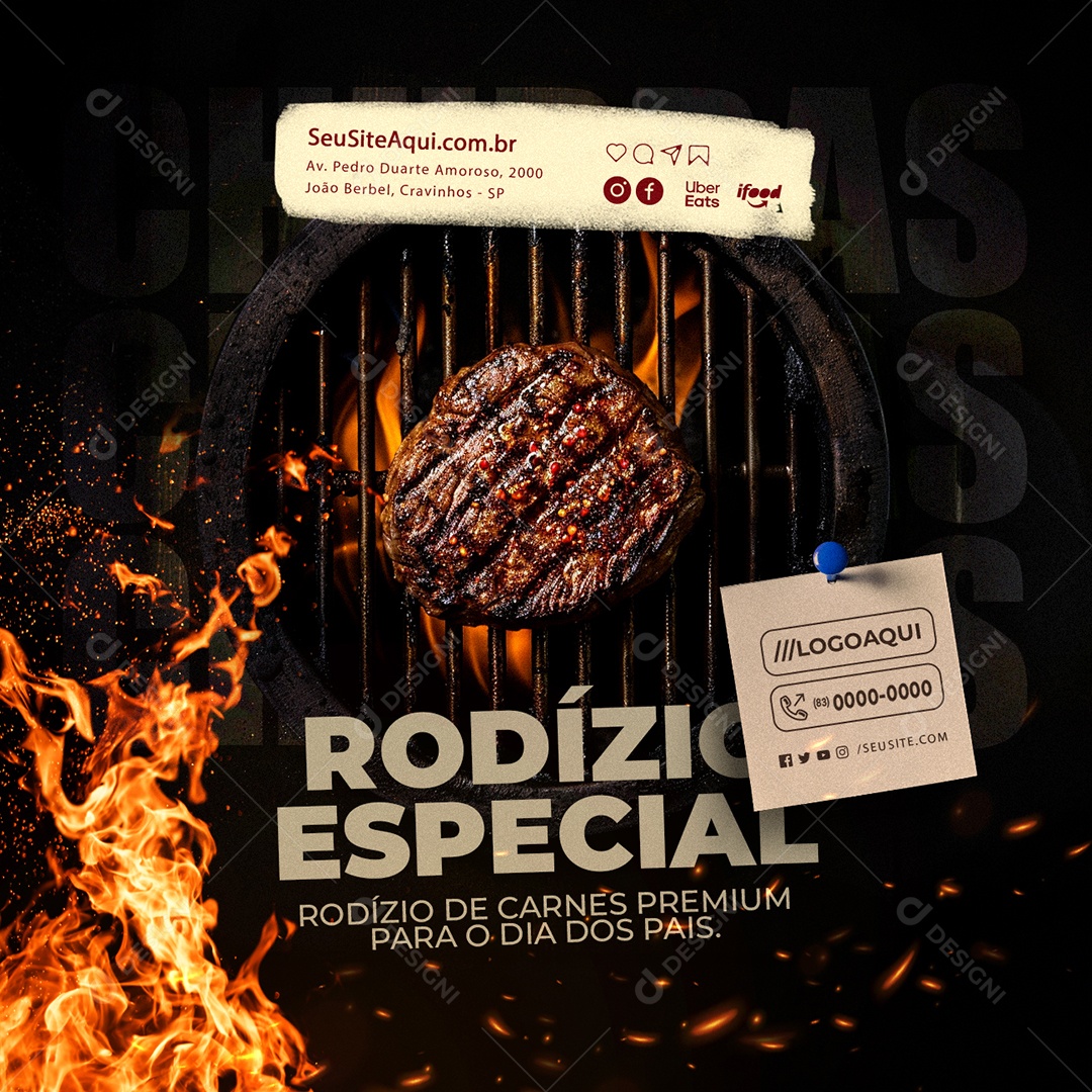 Rodízio Escpecial de Carnes Premium Social Media PSD Editável