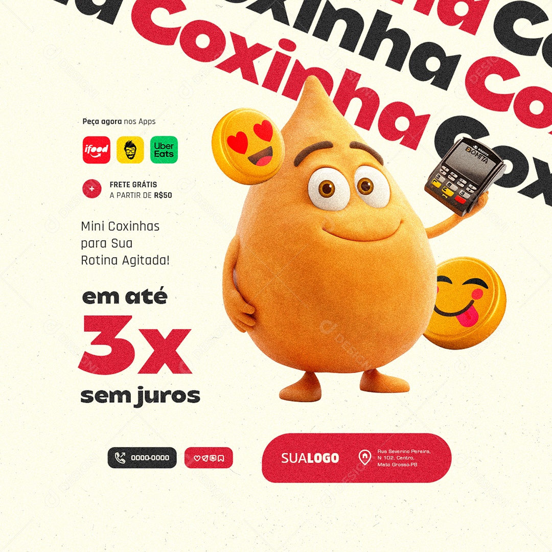 Mini Coxinhas para sua Rotina Agitada Social Media PSD Editável