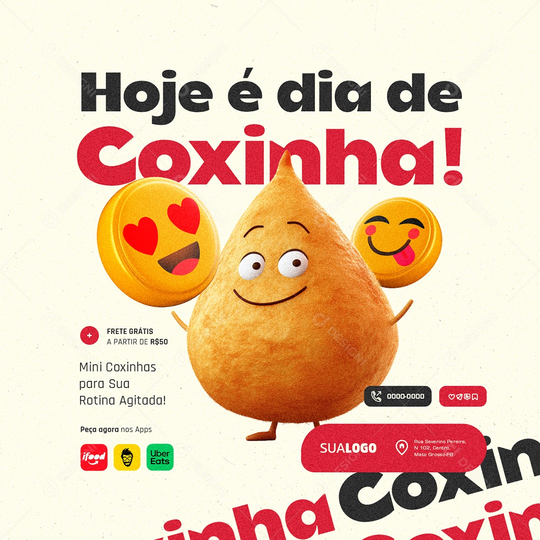 Hoje é Dia de Coxinha Social Media PSD Editável