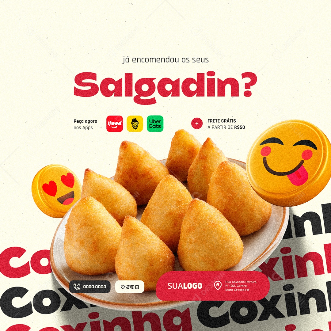 Já Encomendou os seus Salgadin Social Media PSD Editável