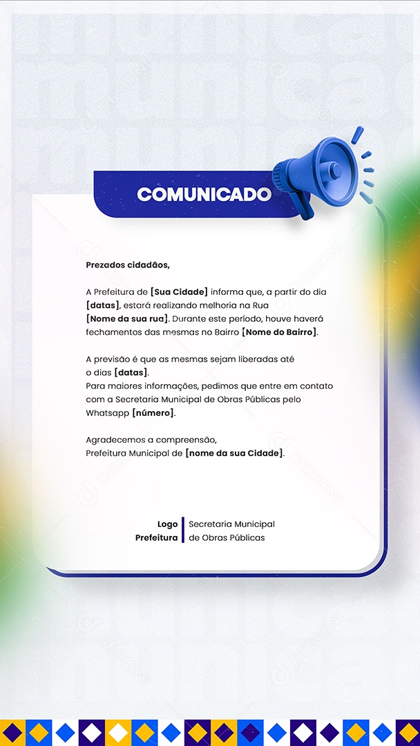 Story Prefeitura Comunicado Prezados Cidadãos Social Media PSD Editável