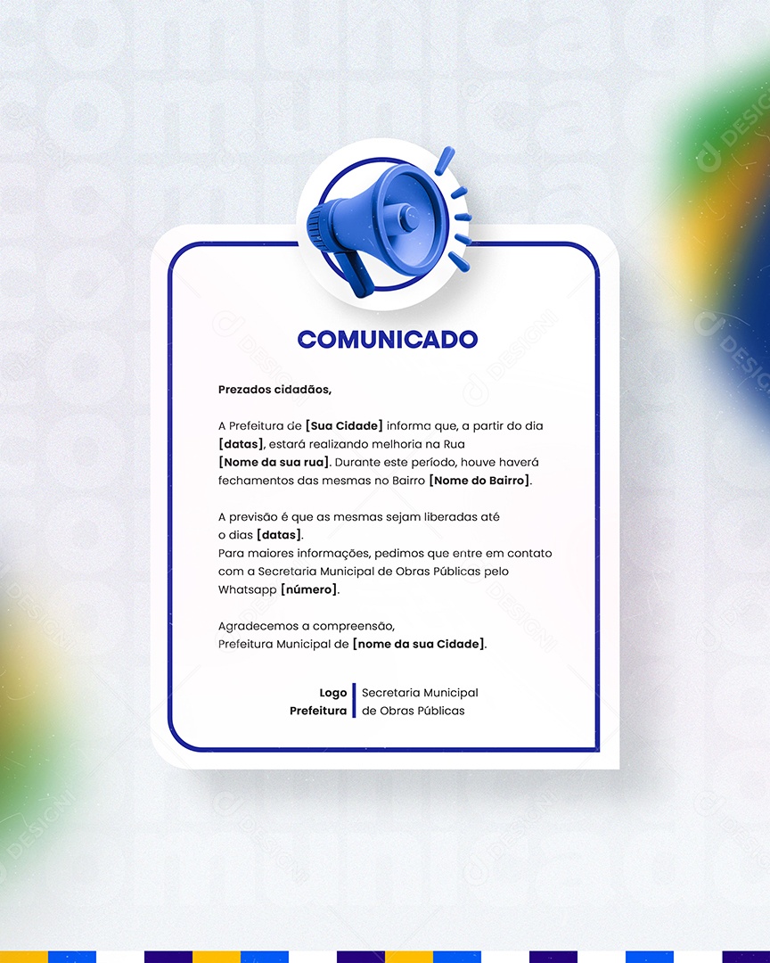 Prefeitura Comunicado Social Media PSD Editável