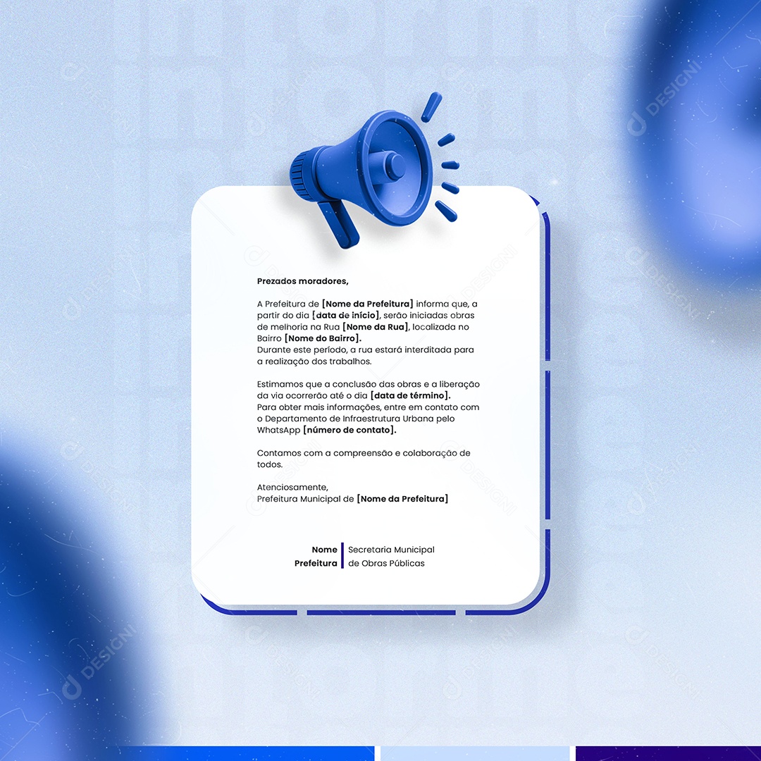 Feed Prefeitura Prezados Moradores Social Media PSD Editável