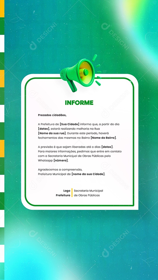 Story Prefeitura Informe Prezados Cidadãos Social Media PSD Editável
