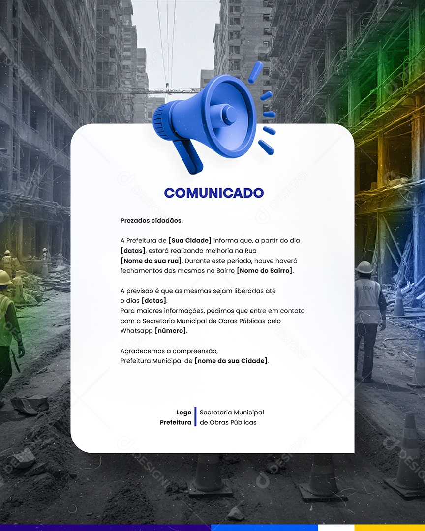 Prefeitura Comunicado Social Media PSD Editável