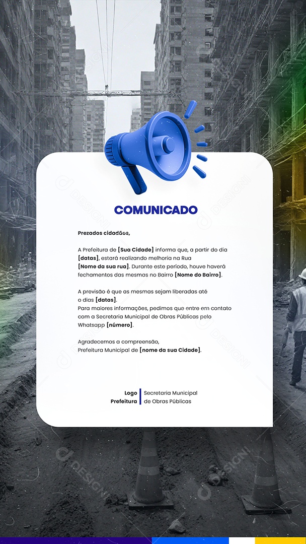 Story Prefeitura Comunicado Social Media PSD Editável