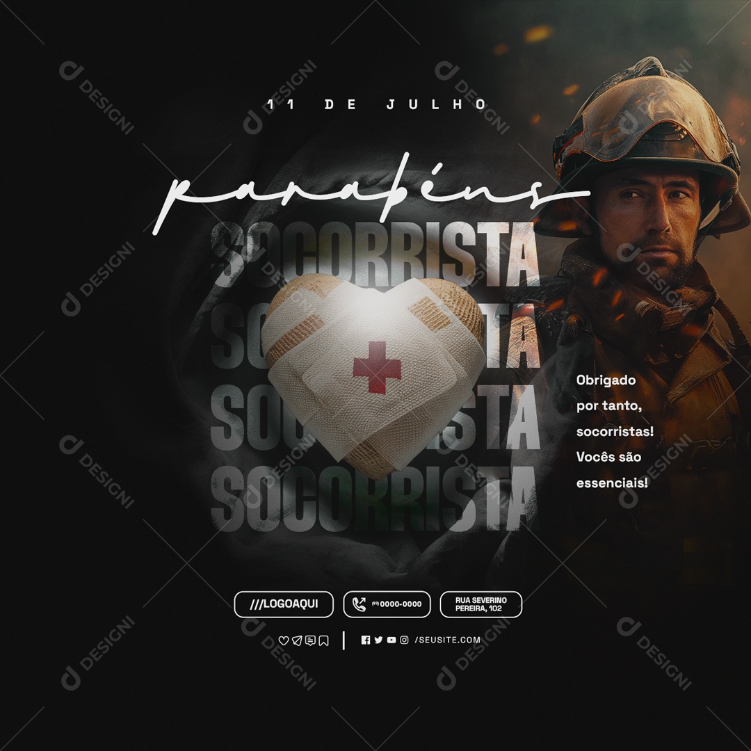 Dia do Socorrista 11 de Julho Vocês são Essenciais Social Media PSD Editável