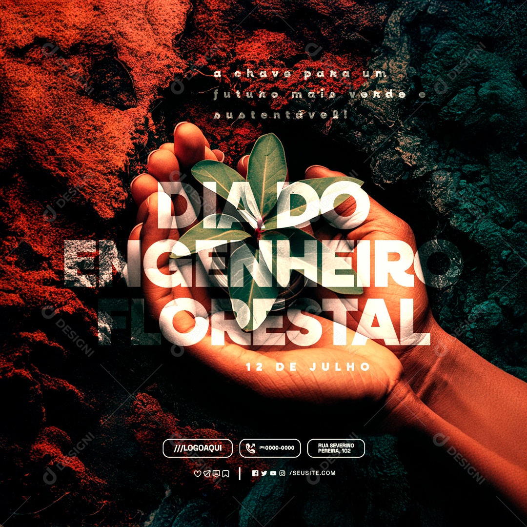 Dia do Engenheiro Florestal 12 de Julho Futuro mais Ferde e Sustentável Social Media PSD Editável