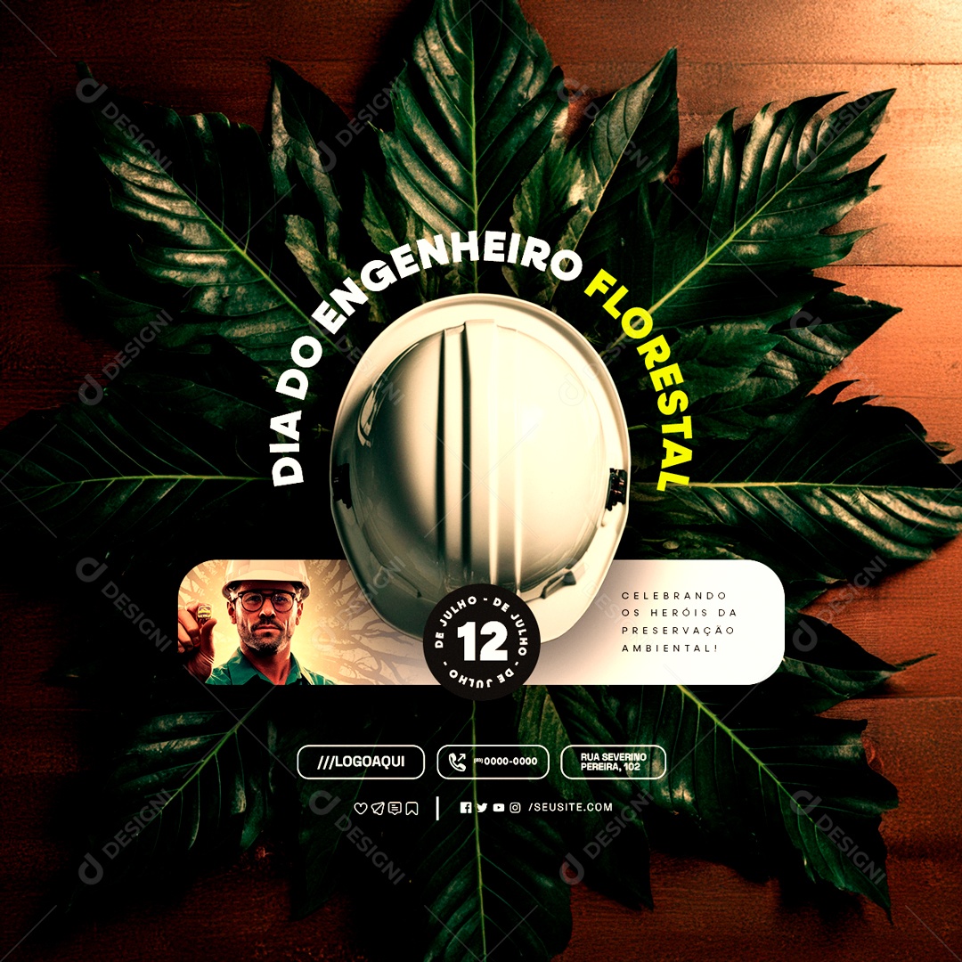 Dia do Engenheiro Florestal 12 de Julho Celebrando os Heróis da Preservação Social Media PSD Editável