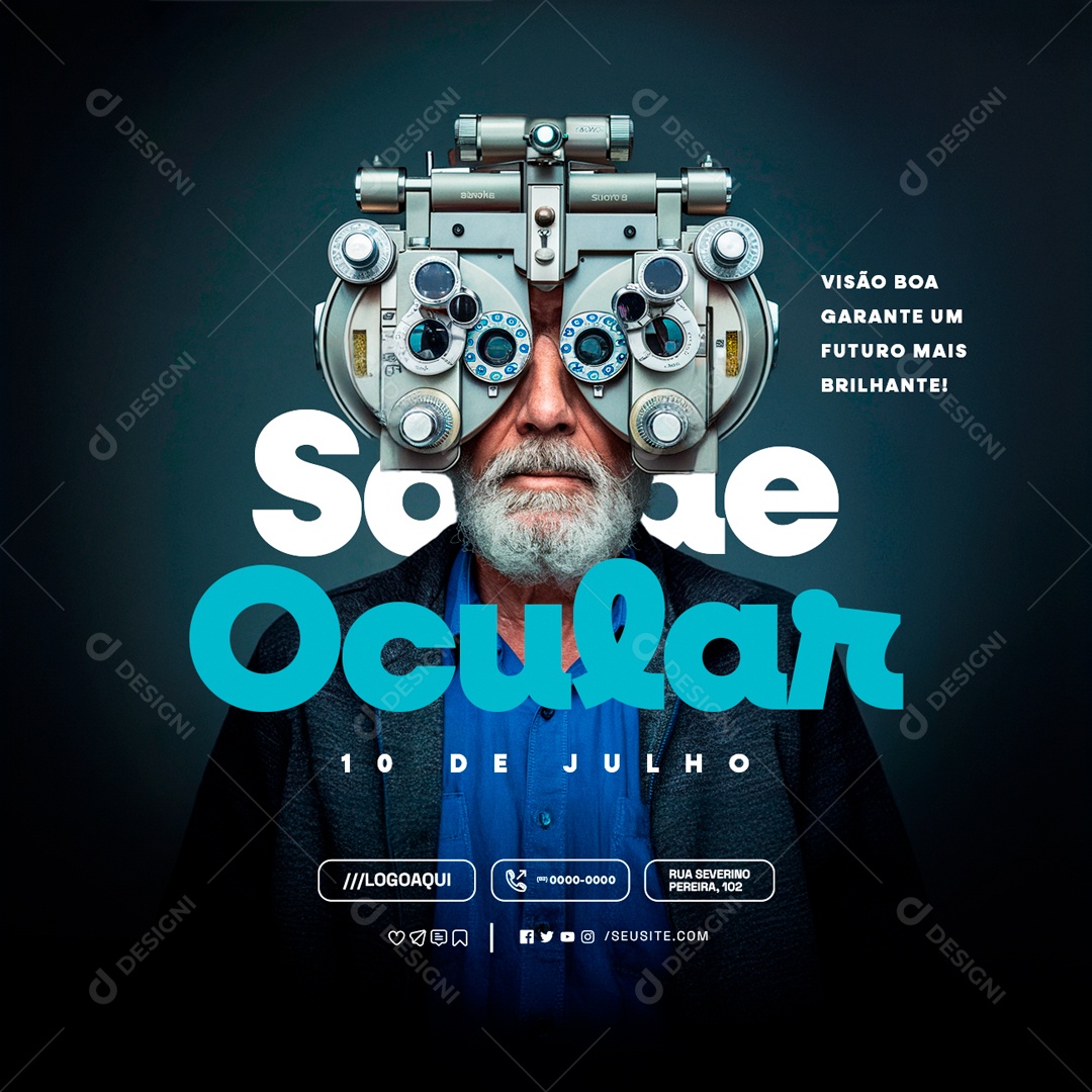 Dia da Saúde Ocular 10 de Julho Visão Boa Garante um Futuro mais Brilhante Social Media PSD Editável