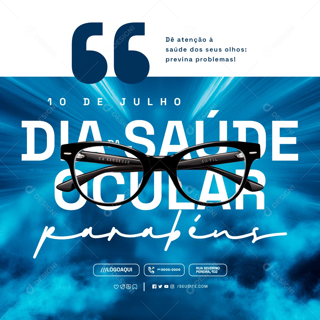 Dia da Saúde Ocular 10 de Julho Parabéns Social Media PSD Editável