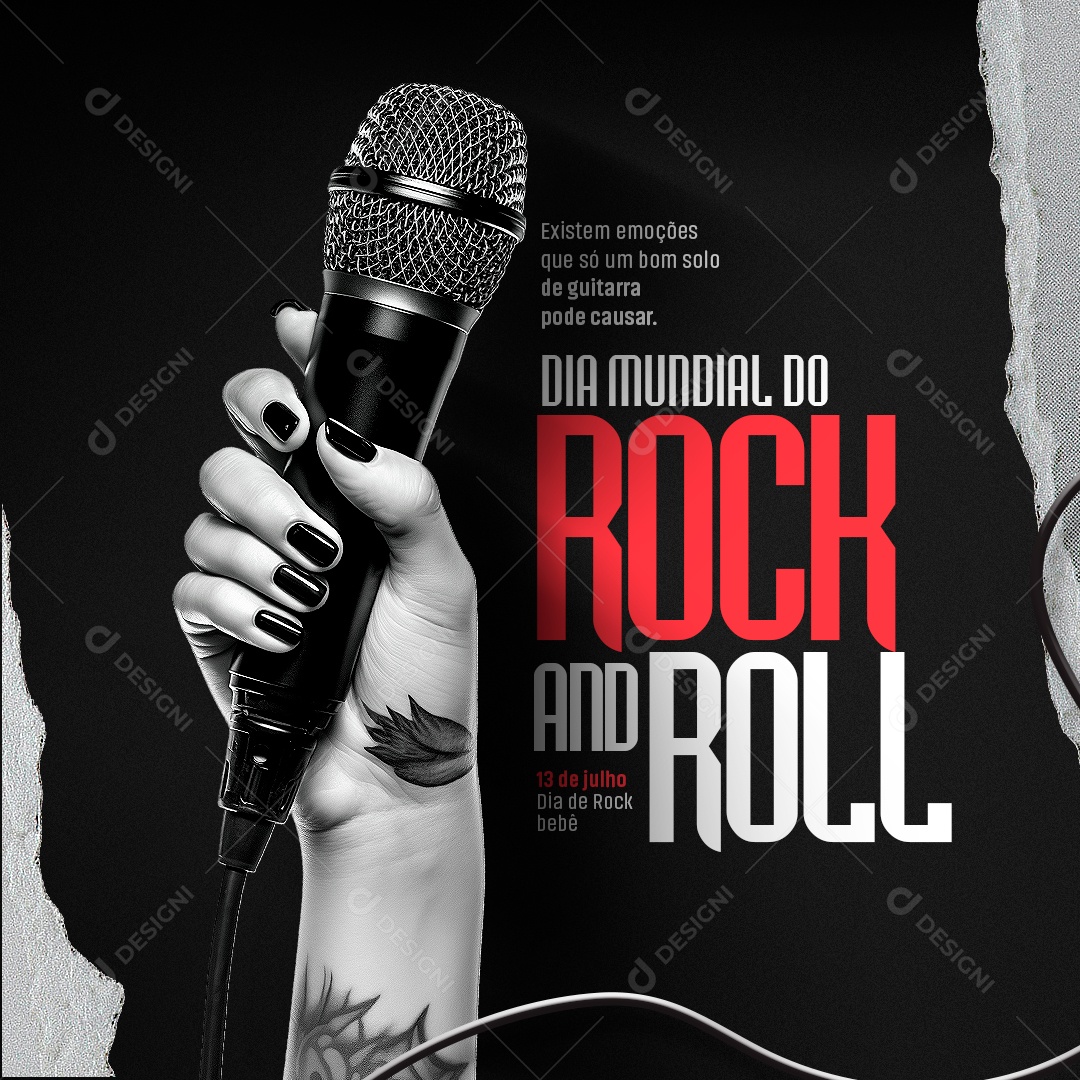 Dia Mundial do Rock 13 de Julho Social Media PSD Editável