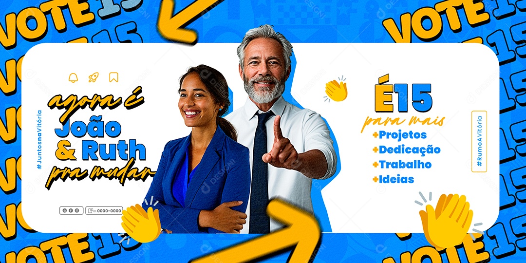 Carrossel Política Agora é João e Ruth Pra Mudar Social Media PSD Editável