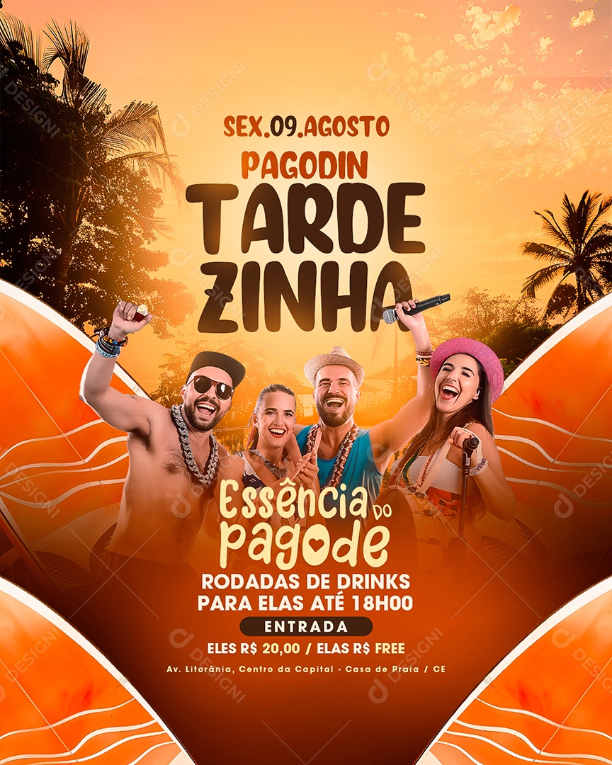 Flyer Pagodin Tardezinha Essência do Pagode Social Media PSD Editável