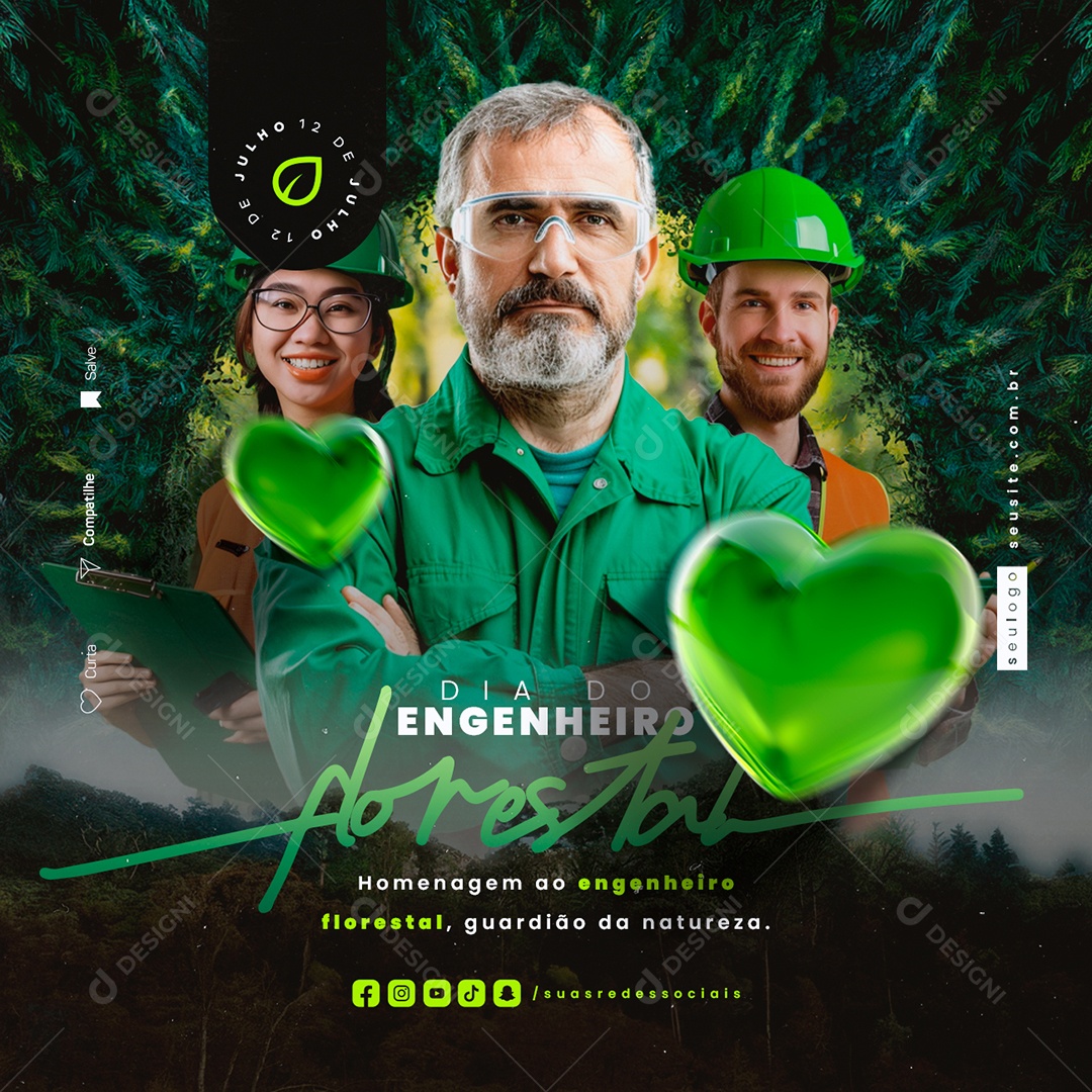 Dia do Engenheiro Florestal 12 de Julho Guardião Social Media PSD Editável