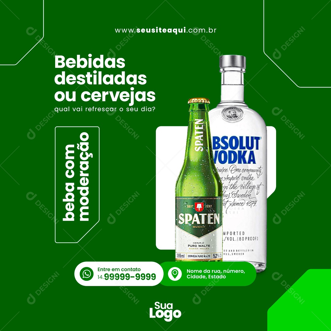 Posto de combustível Bebidas Destiladas ou Cervejas Social Media PSD Editável