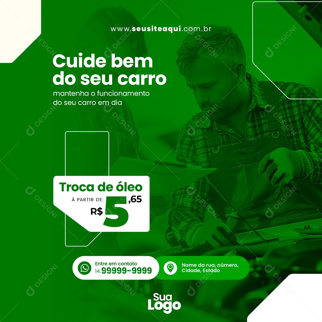 Posto de Combustível Cuide Bem do Seu Carro Social Media PSD Editável