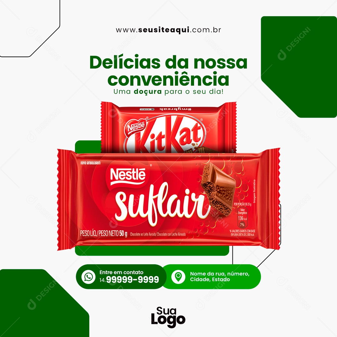 Posto de Combustível Delícias da Nossa Conveniência Social Media PSD Editável