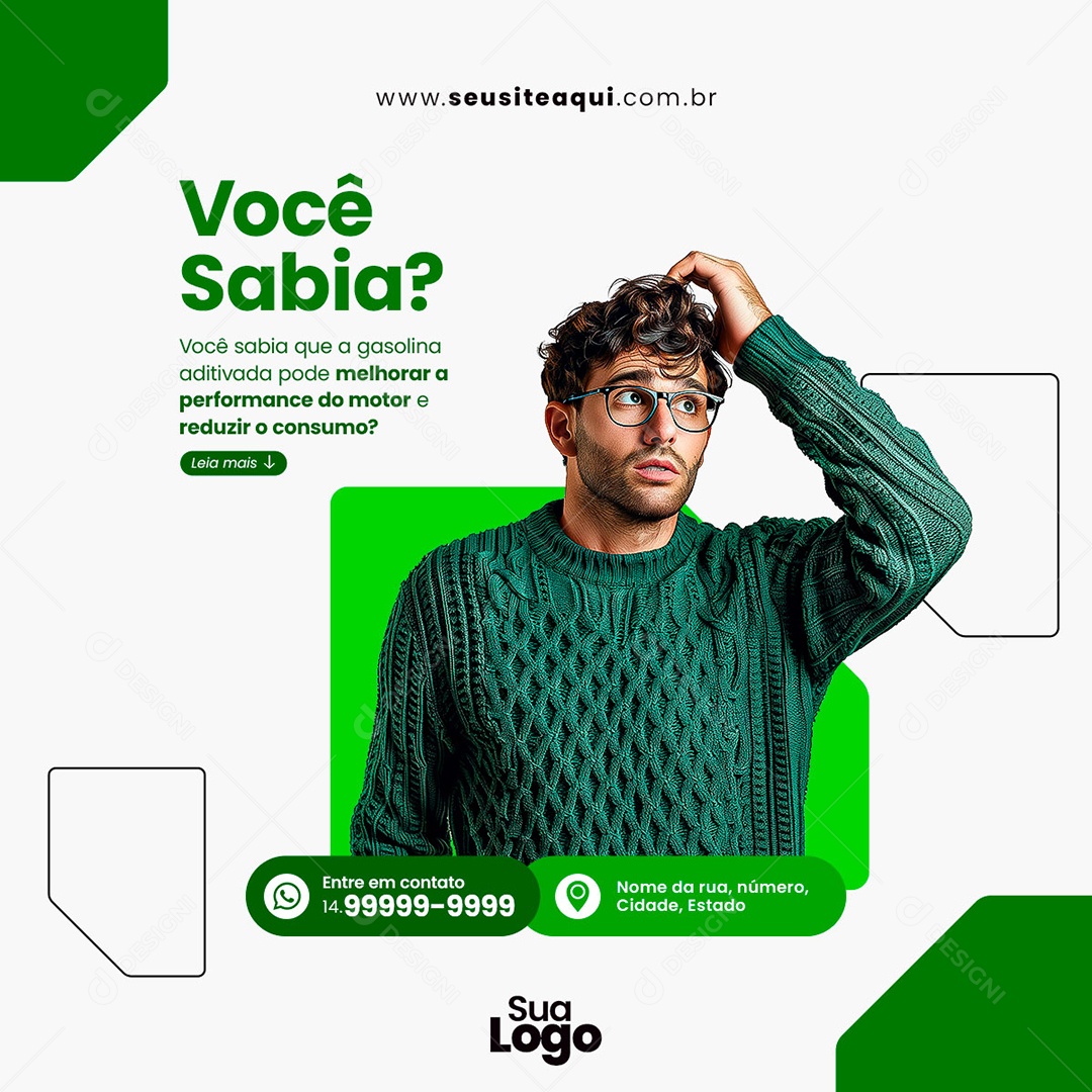 Posto de Combustível Você Sabia Social Media PSD Editável