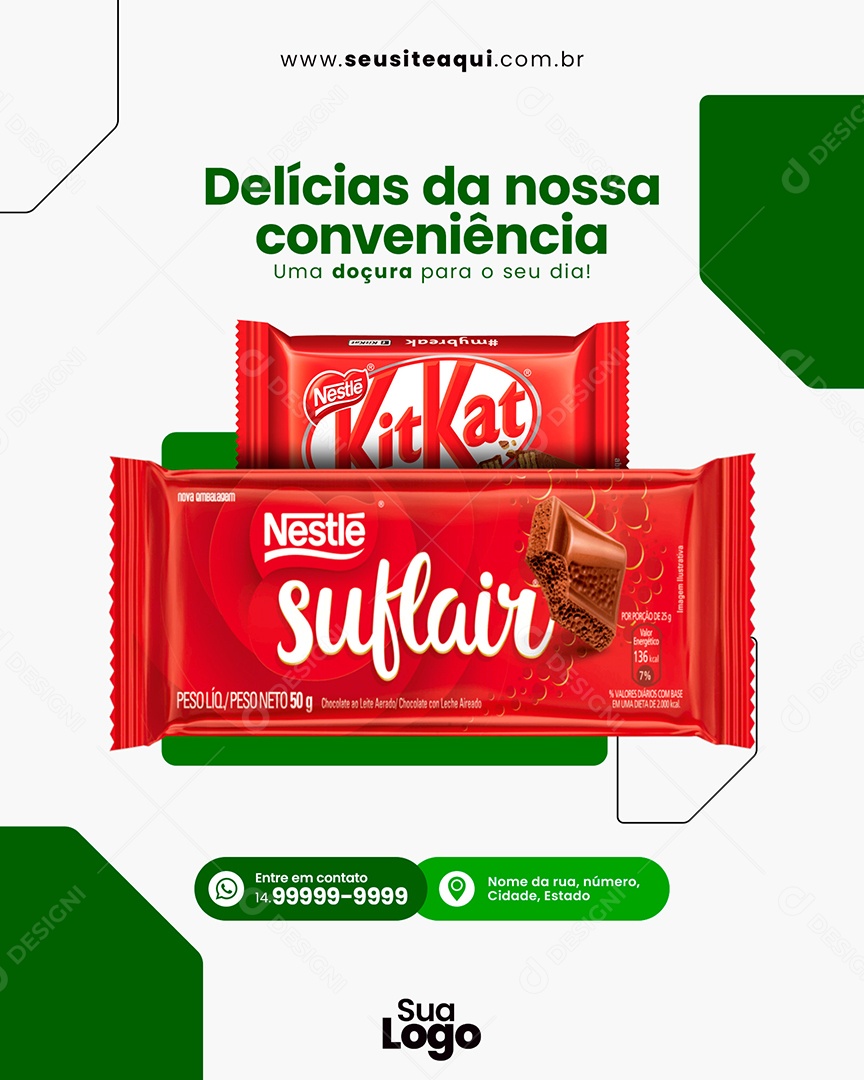 Social Media Posto de Combustível Delícias da Nossa Conveniência PSD Editável