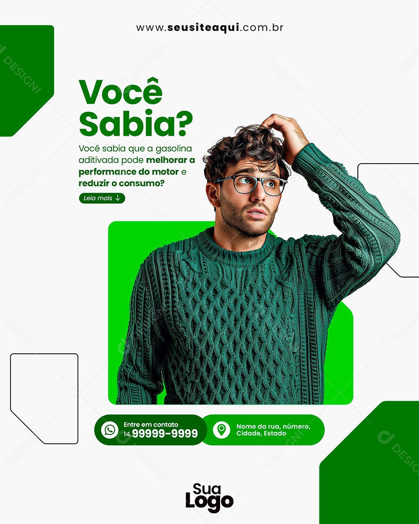 Social Media Posto de Combustível Você Sabia PSD Editável