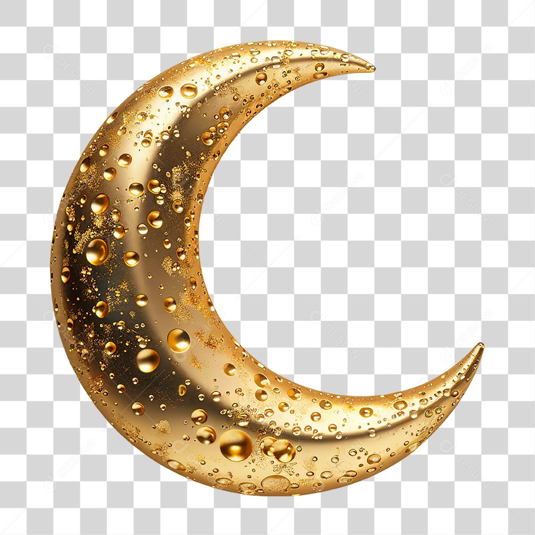 Lua Crescente Dourada  PNG Transparente