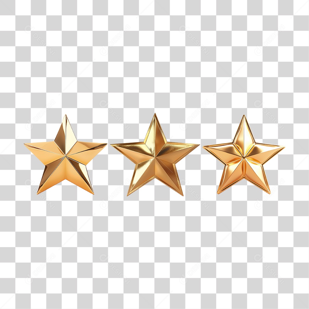 3 Estrelas Dourada PNG Transparente
