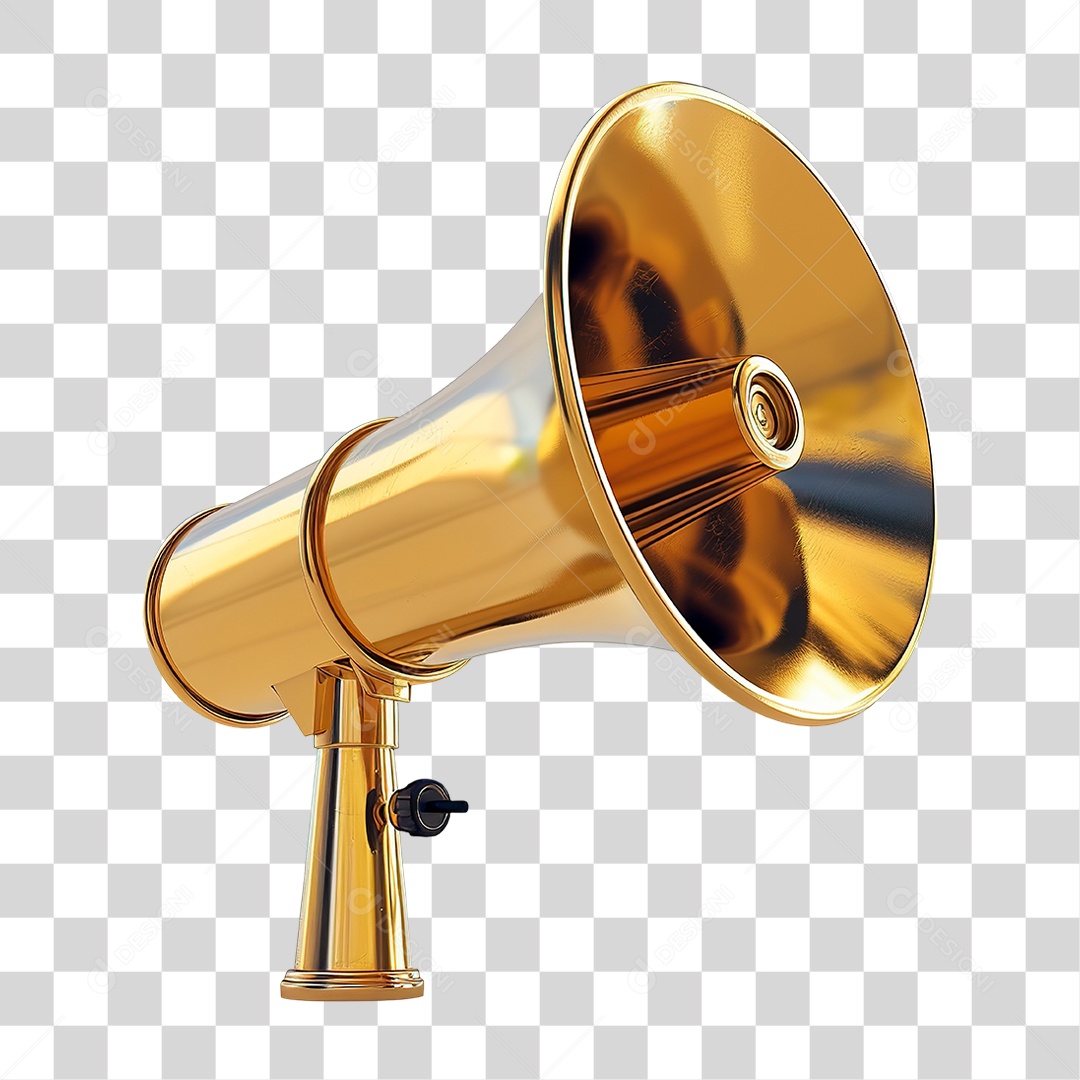 Megafone Dourado PNG Transparente