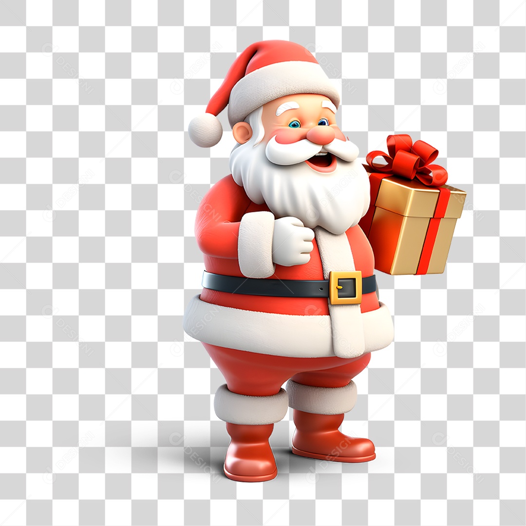Papai Noel Segurando Presentes PNG Transparente