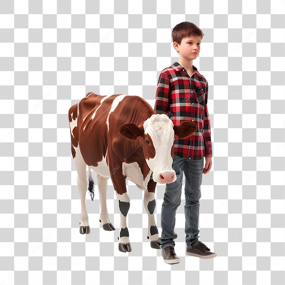 Menino com Vaca PNG Transparente