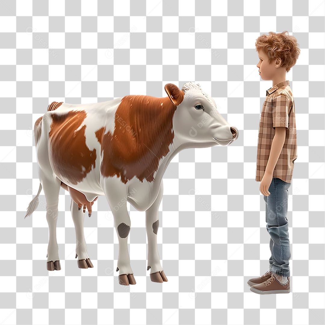 Menino com Vaca PNG Transparente