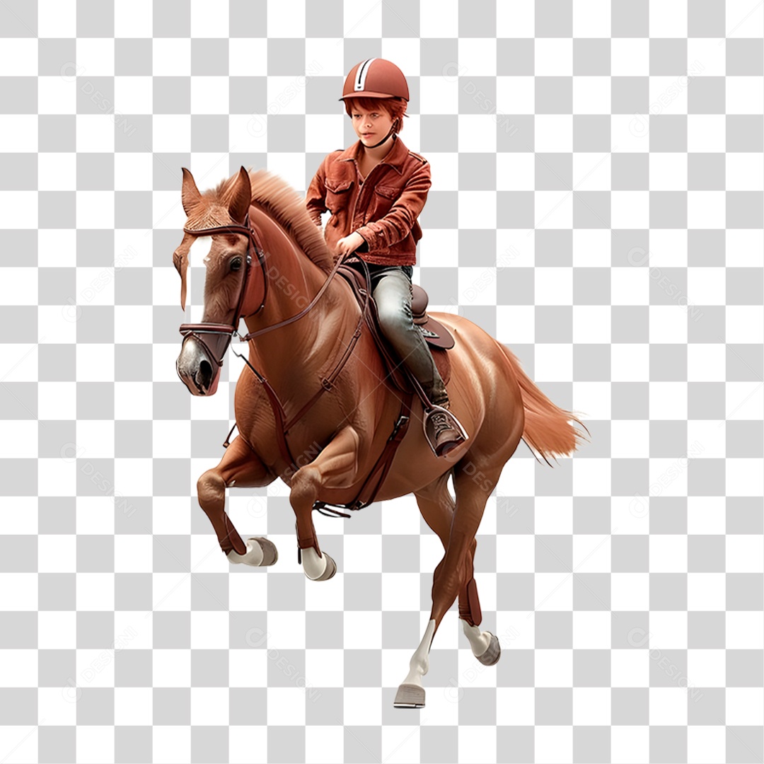Menino Andando de Cavalo PNG Transparente