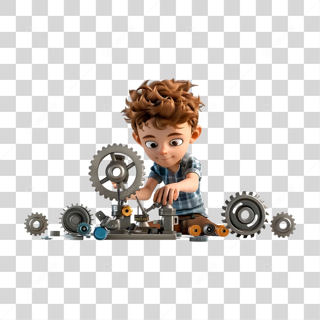 Menino Segurando Peças PNG Transparente