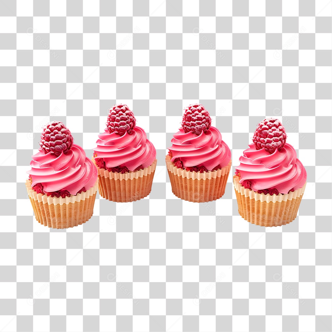 Cupcake de Morango PNG Transparente