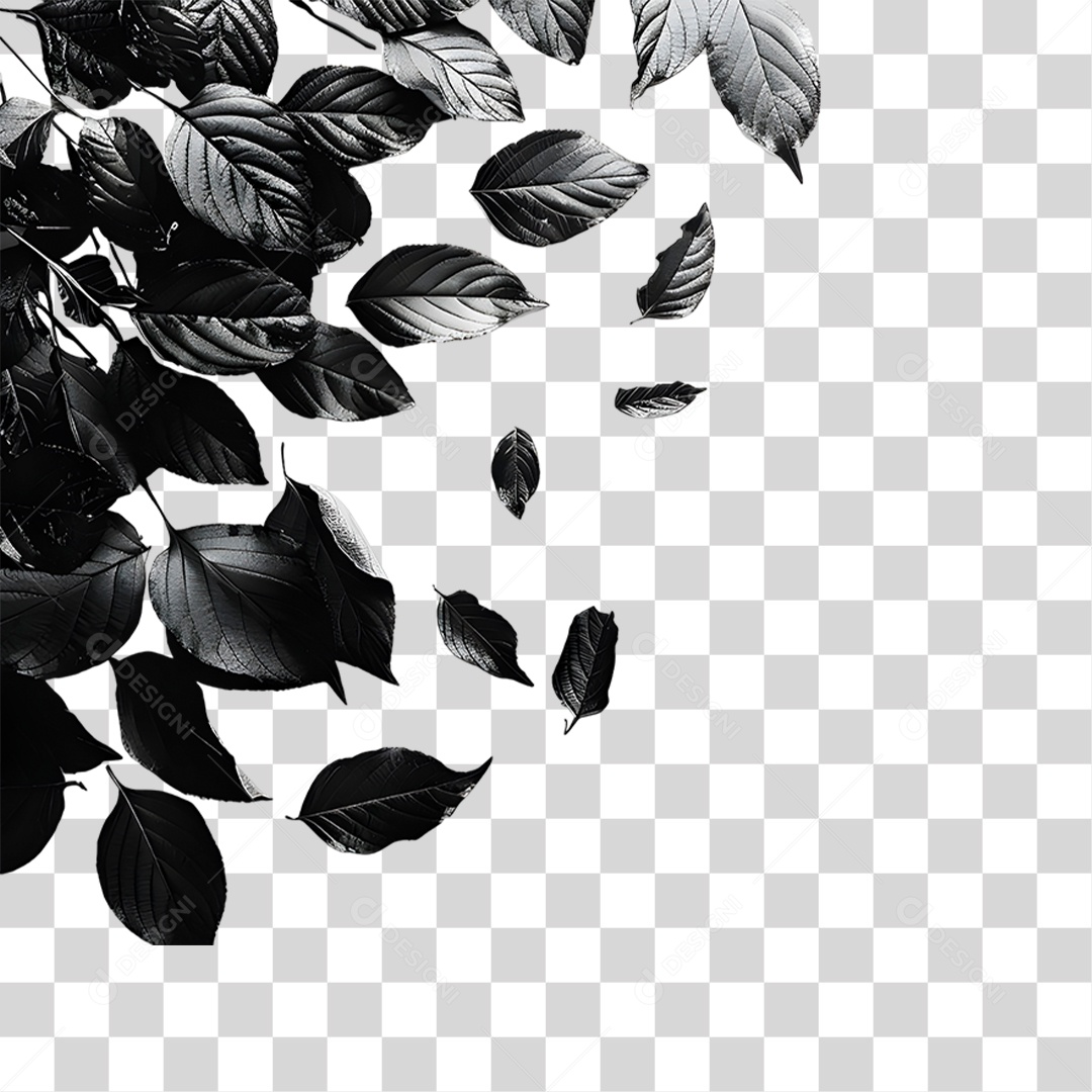 Folhas Preta PNG Transparente