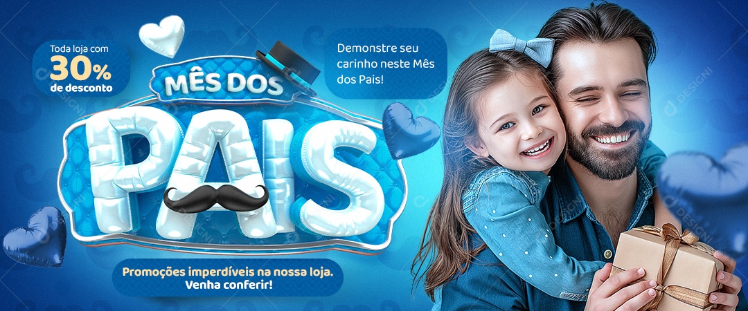 Social Media Mês dos Pais Lojas com 30% de Descontos PSD Editável