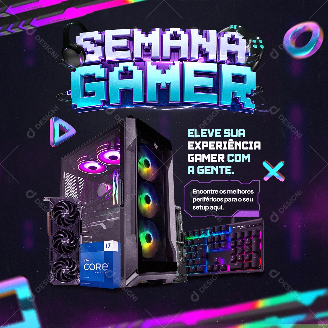 Social Media Semana Gamer PSD Editável
