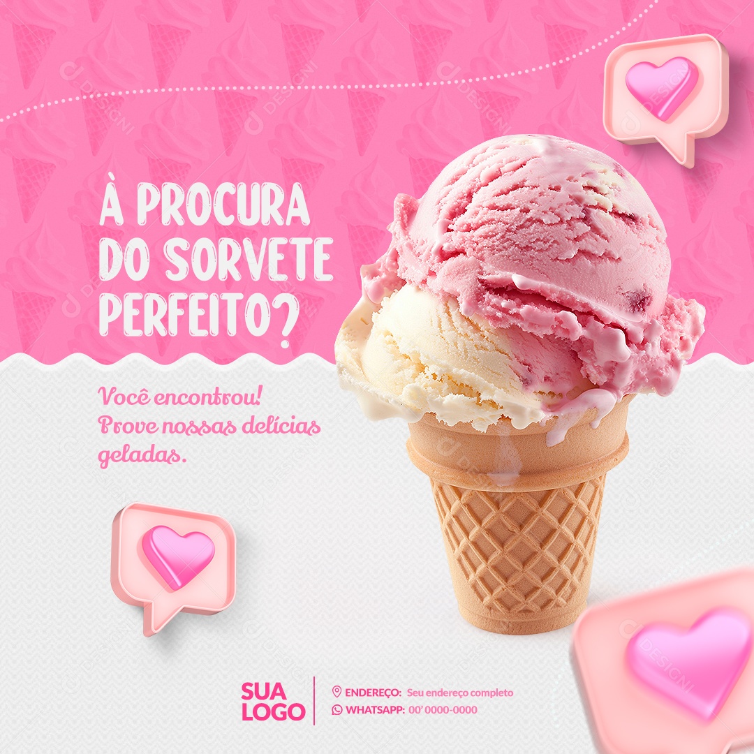 Social Media Sorveteria Sorvete Perfeito PSD Editável