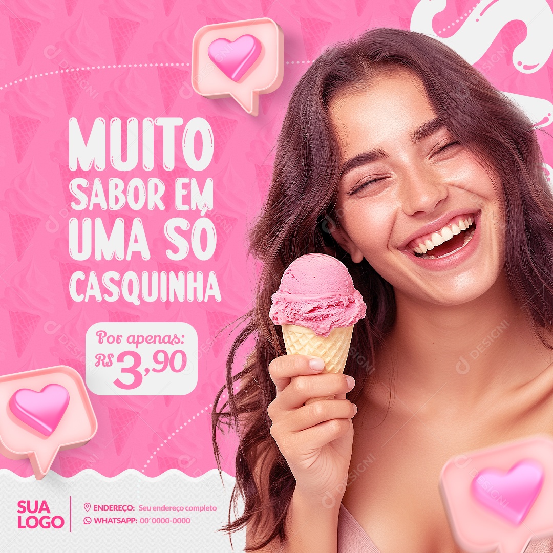 Social Media Sorveteria Muito Saber PSD Editável