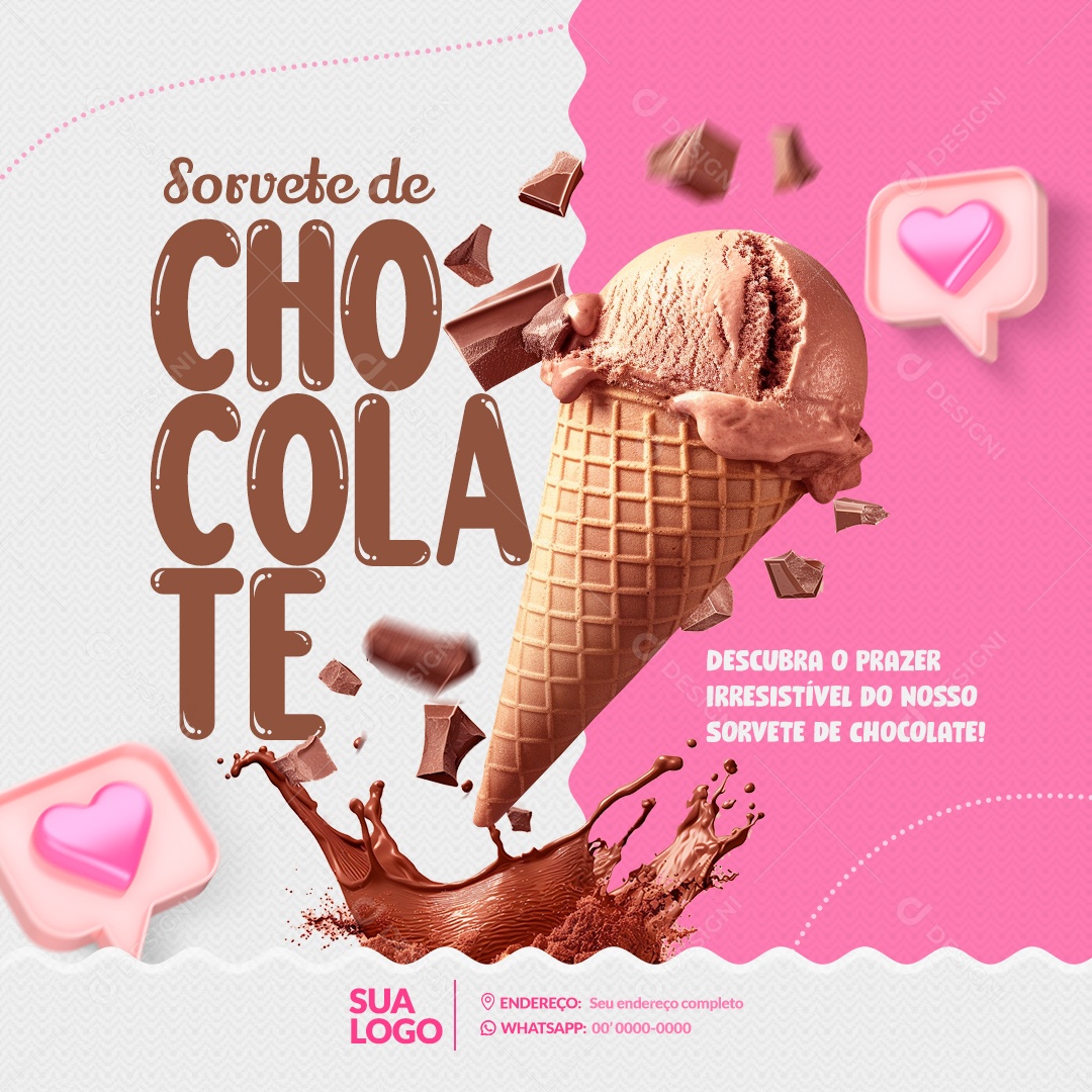 Social Media Sorveteria Chocolate PSD Editável