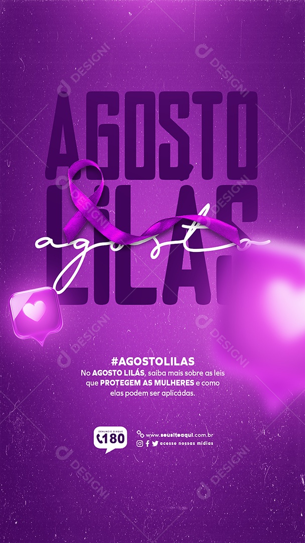 Story Campanha Agosto Lilás Leis que Protegem Social Media PSD Editável