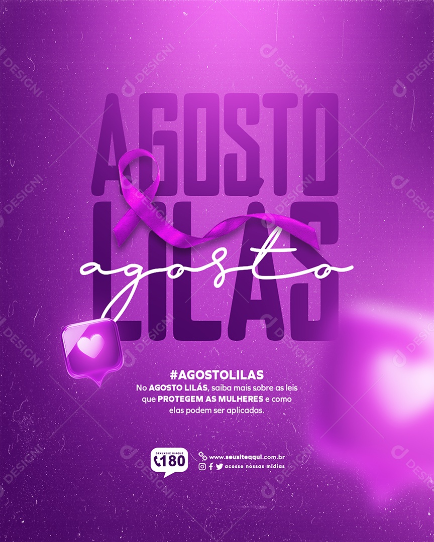 Social Media Campanha Agosto Lilás Leis que Protegem PSD Editável